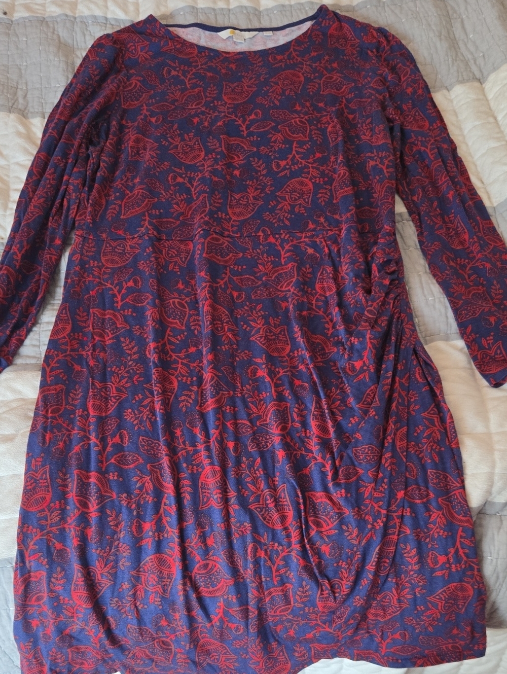 Boden Deep Blue and Rich Red Floral Print - Long Sleeve 10L